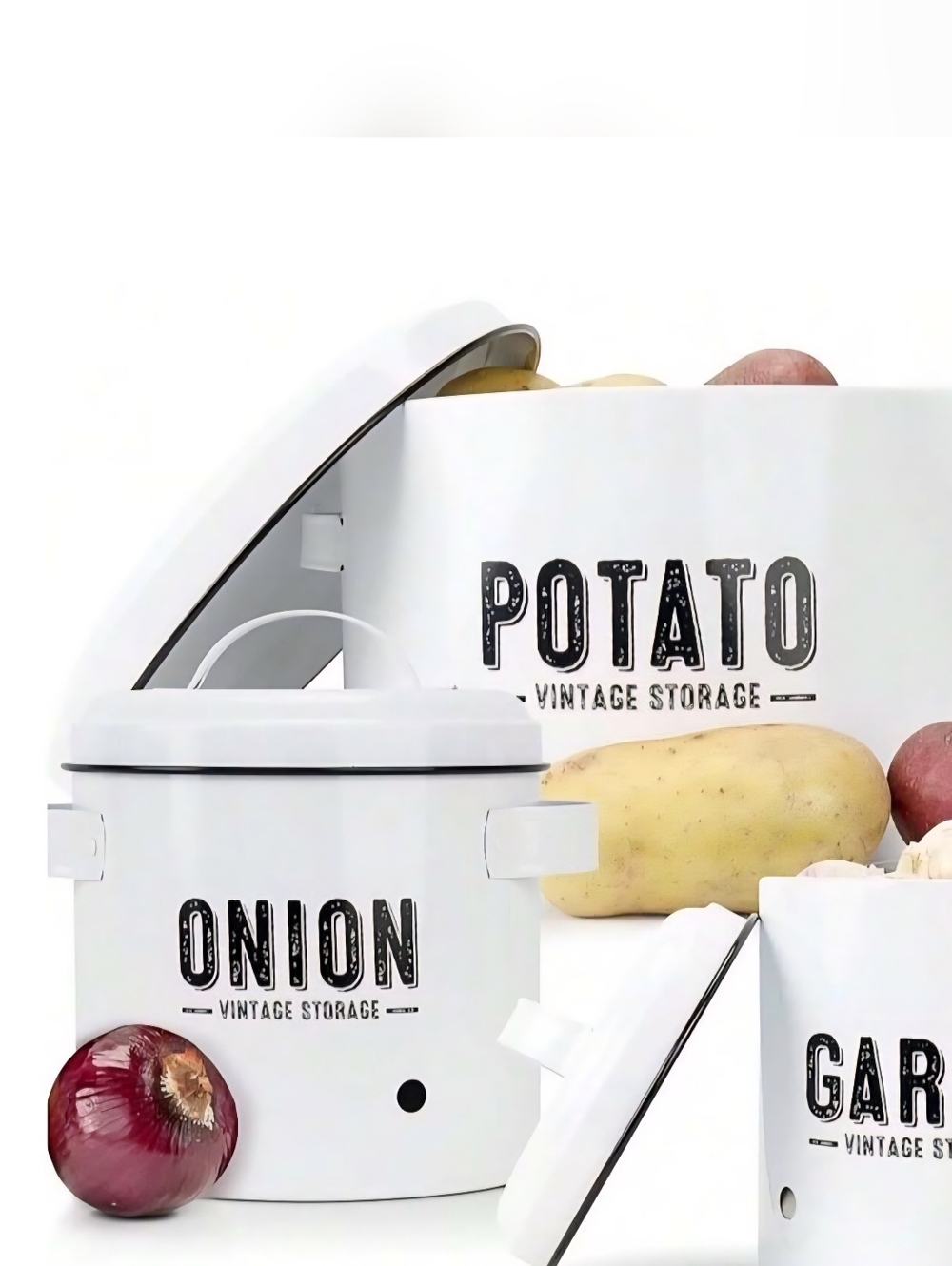 Kitchen Containers Potato Bin, Onion Keeper & Garlic Storage 3 Pc Set